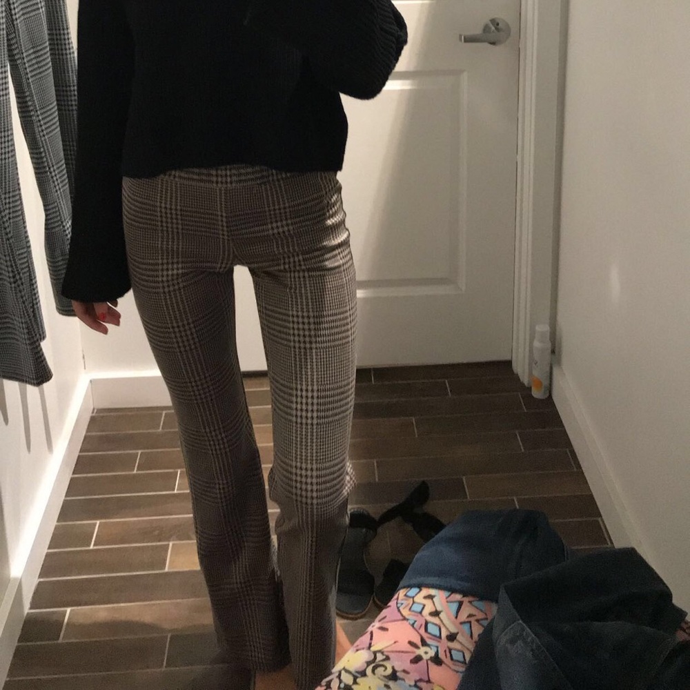 Brown and black bootlegged pants